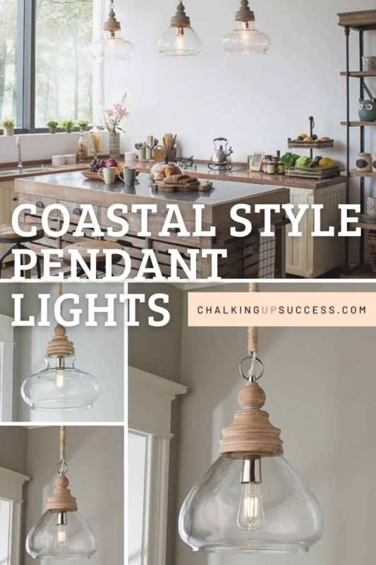 Pendant Lights Pair Clear Glass Shades Rope Wrapped Cords Modern