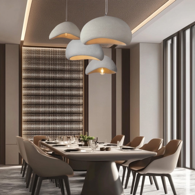Pendant Lights Stone Like Texture Organic Shapes Staggered Wabi Sabi