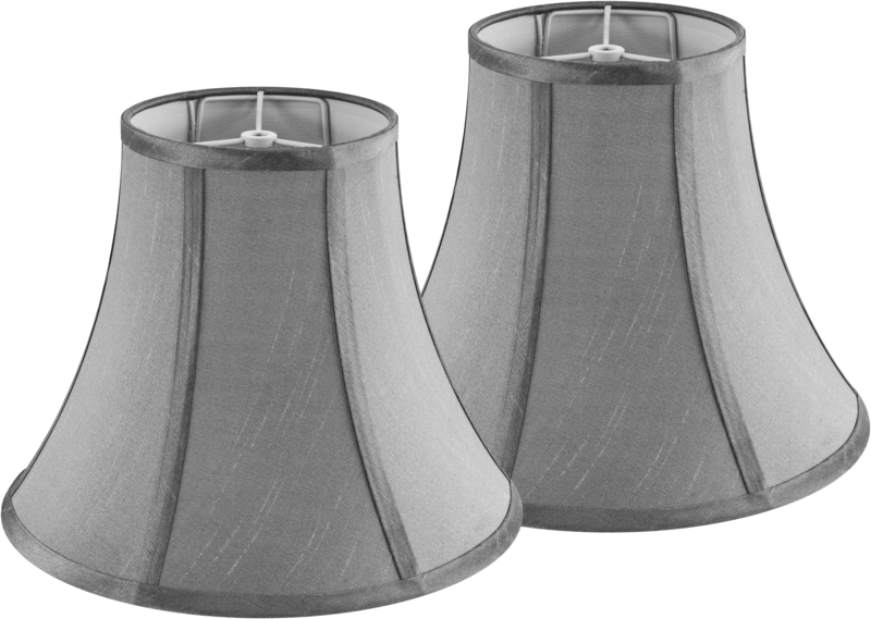 Pewter Gray Fabric Lamp Shade, Bell Silhouette, Spider Fitter