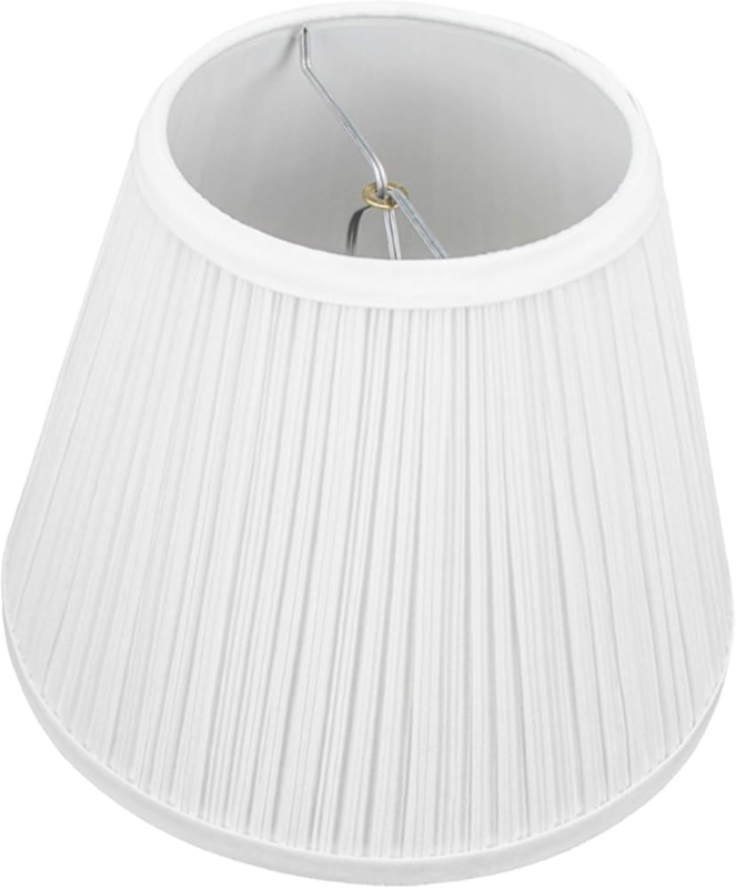 Pleated Empire Lampshade, White Mushroom Pleat Fabric, Clip-On Attachment.