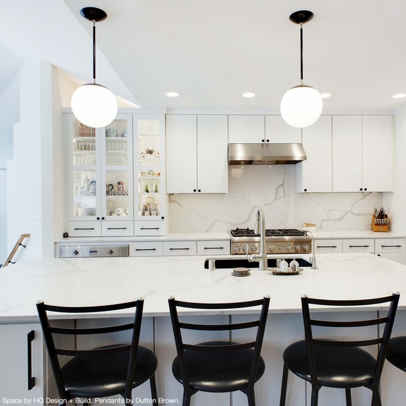 Polished Black Nickel Globe Pendant Light, Clear Glass Cap Shade