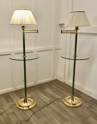 Polished Brass Floor Lamp Art Deco Style Conical Shade Task Light