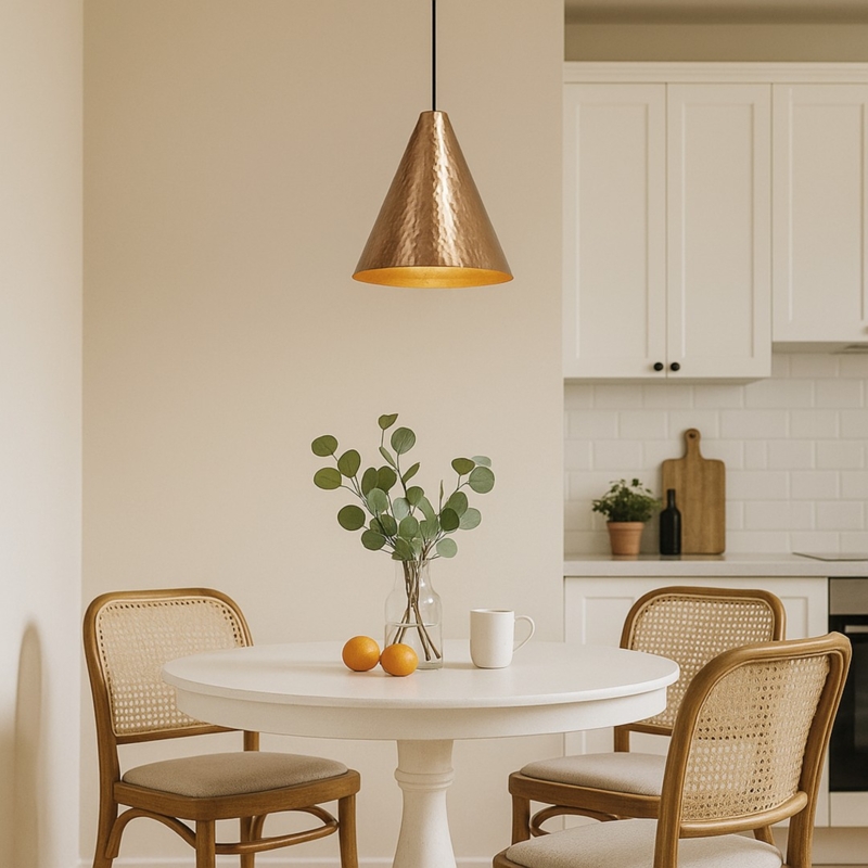 Polished Copper Cone Pendant Light Minimalist Industrial