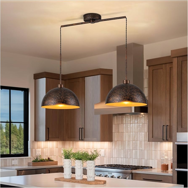 Polished Copper Pendant Lights for Island, Modern Farmhouse Kitchen Domes
