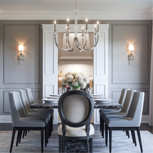 Polished Nickel Wagon Wheel Chandelier 8-Light Exposed Bulbs