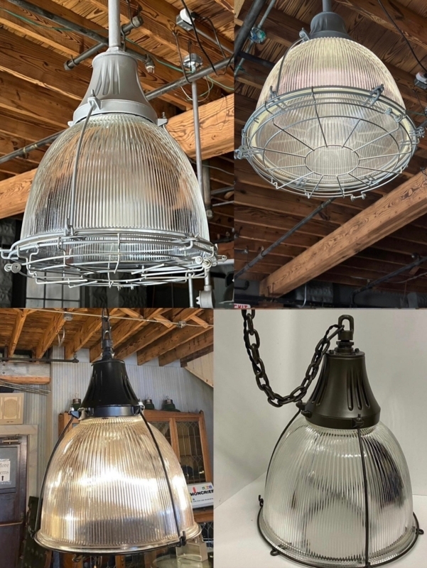 Prismatic Glass Industrial Pendant Light Ribbed Shade Polished Metal Gallery