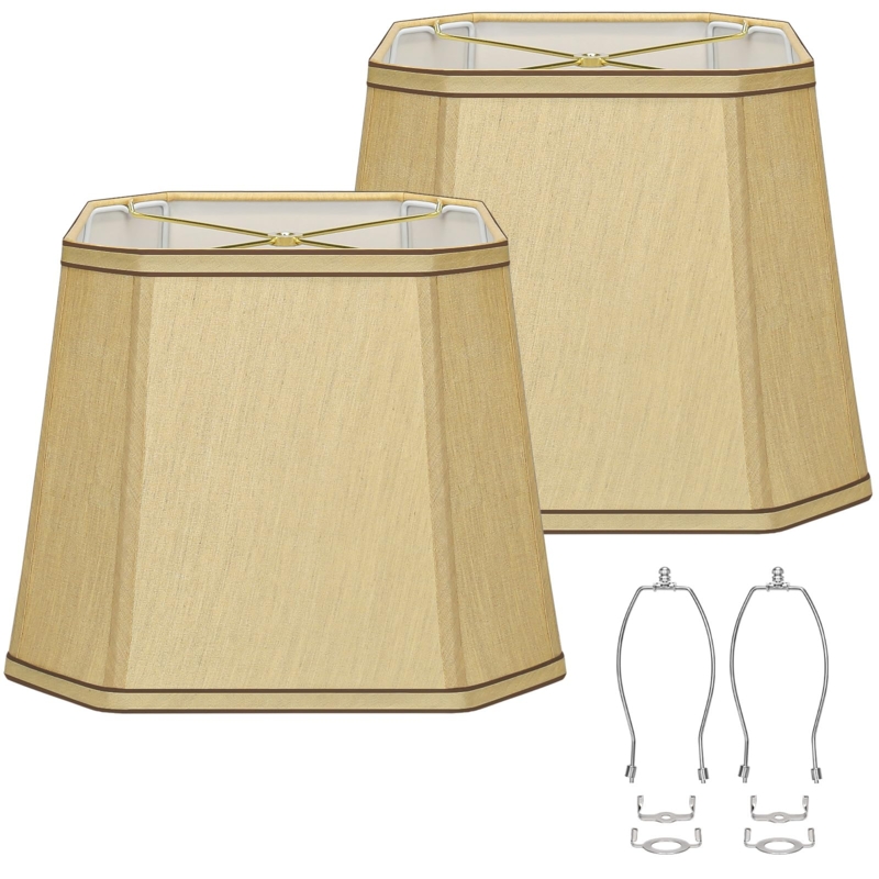 Rectangular Cut Corner Lamp Shade Gold Glam Geometric Silhouette
