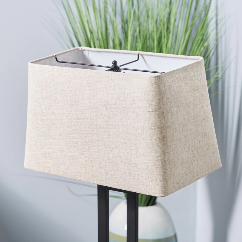 Rectangular Lamp Shade Tan Linen Hardback Transitional Update