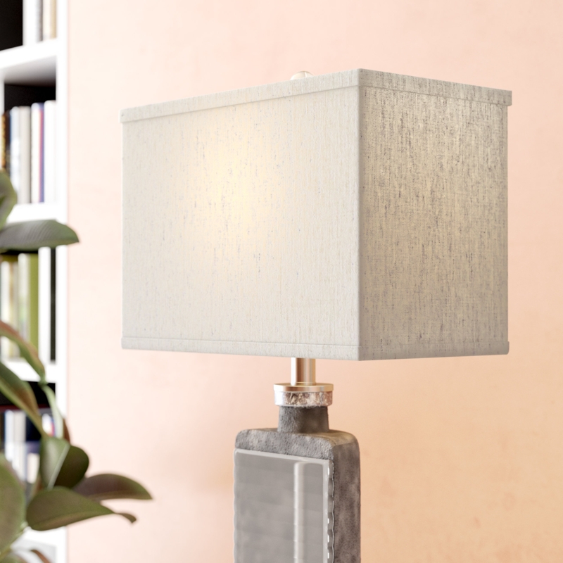 Rectangular Lamp Shade Textured Oatmeal Linen Hardback Spider
