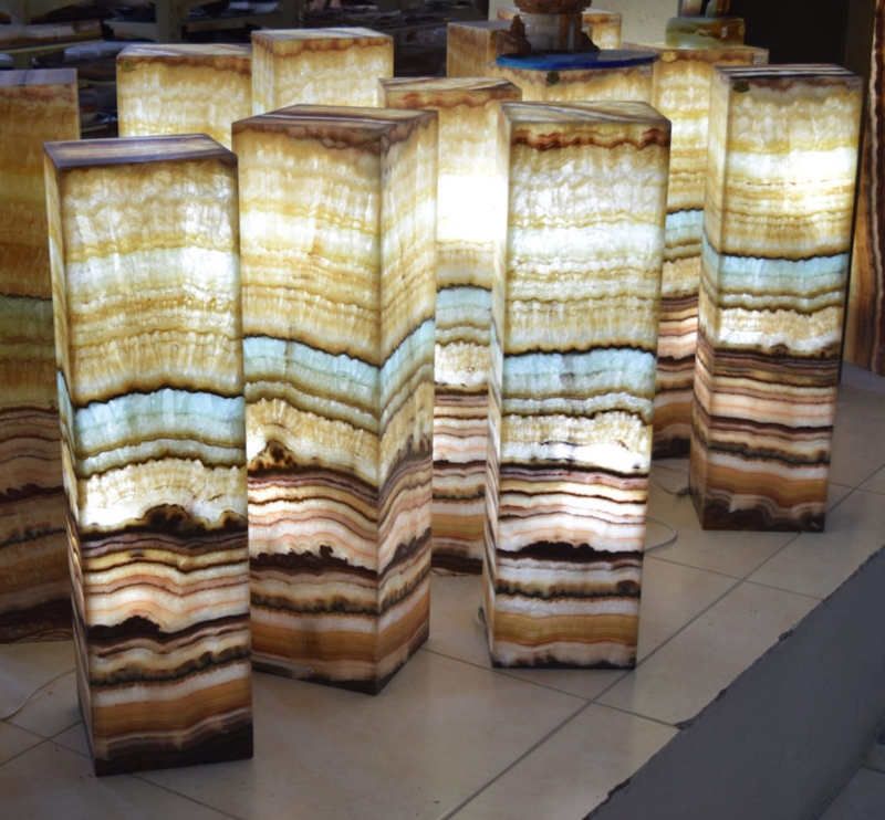 Rectangular Onyx Floor Lamp with Internal Glow