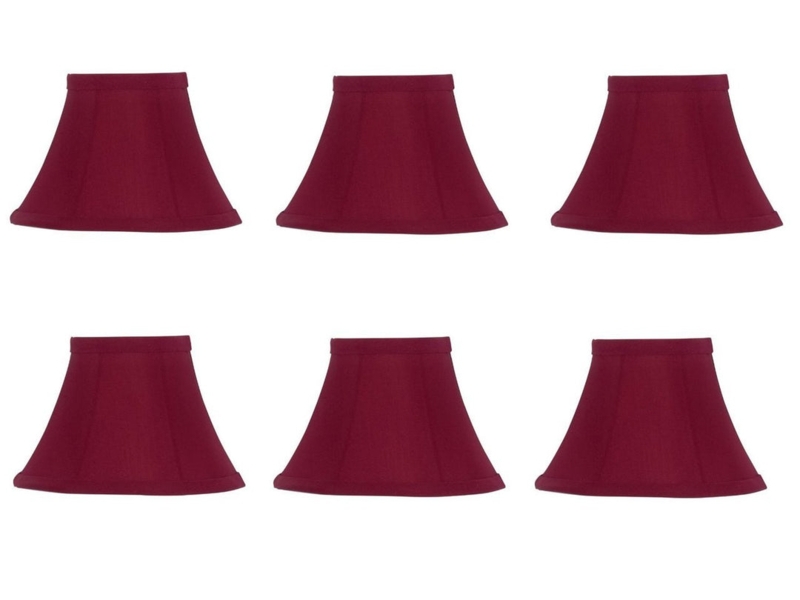 Red Bell Chandelier Lamp Shade, Vibrant Fabric, Gold Lining, Clip-On