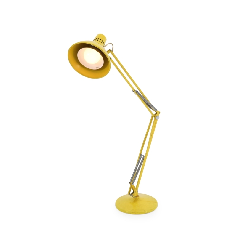 Retro Floor Lamp Vibrant Yellow Matte Finish Swing Arm Task Light