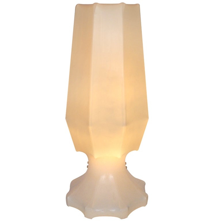 Retro Space Age Floor Lamp Molded Plastic Base Cutout Detail White