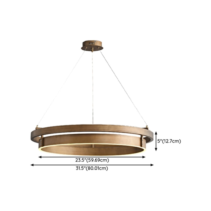 Ring Chandelier Halo Silhouette Satin Brass Integrated LED Thin Profile