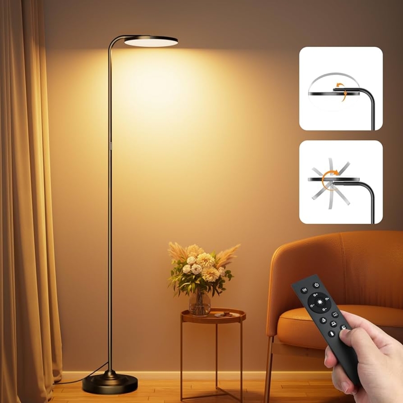 Rotating Head Torchiere Floor Lamp, Matte Finish Slender