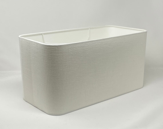 Rounded Rectangular Lampshade Textured Linen Washer Fitter
