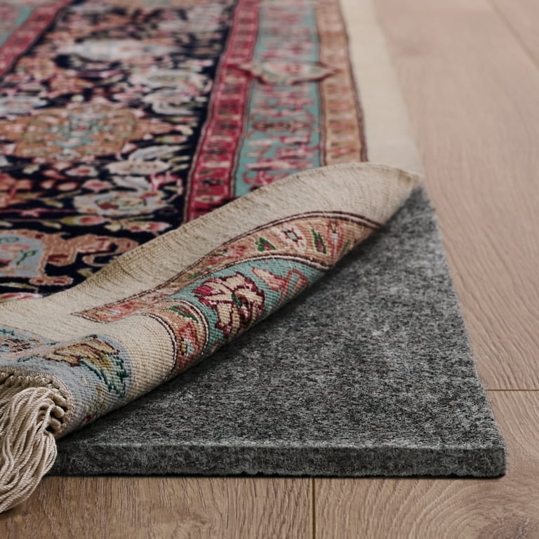 Rug Pad: Grey Perforated Waffle Texture, Thin Non-Slip Gripper