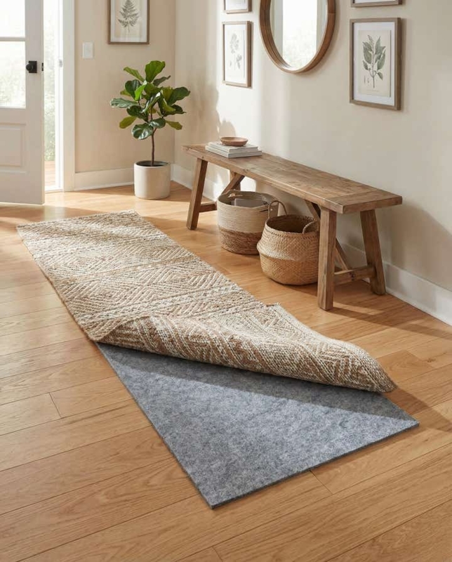 Rug Pad: Mesh Grid Texture, White Low-Profile for Runners