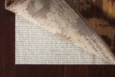 Rug Pad: Off-White Perforated Waffle Weave, Low-Profile Underlay