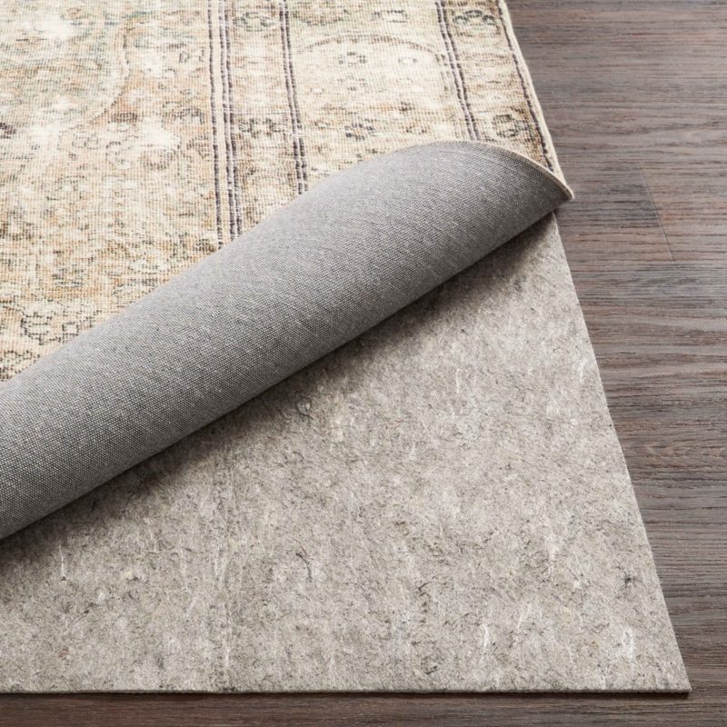Rug Pad: Perforated Grid Texture, Grey All-Surface Non-Slip Grip