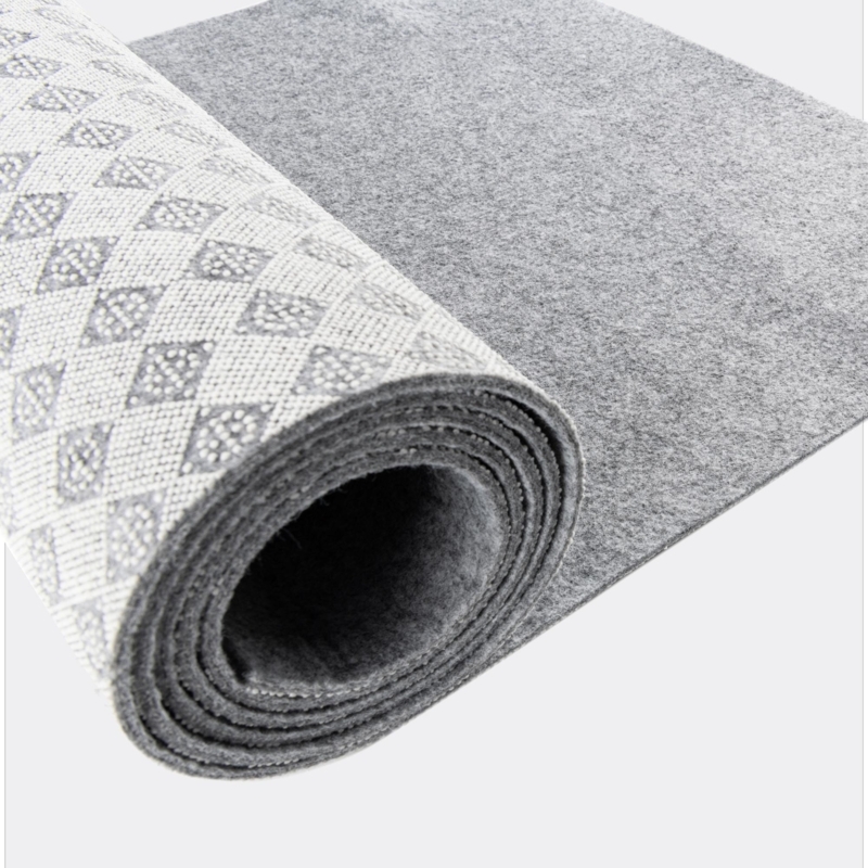 Rug Pad Runner: Off-White Waffle Grid Texture, Breathable Underlay