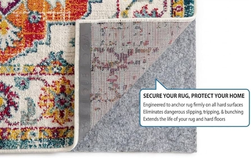 Rug Pad: Thick Felt Cushion, Gray Dual Layer Non-Slip Runner Pad