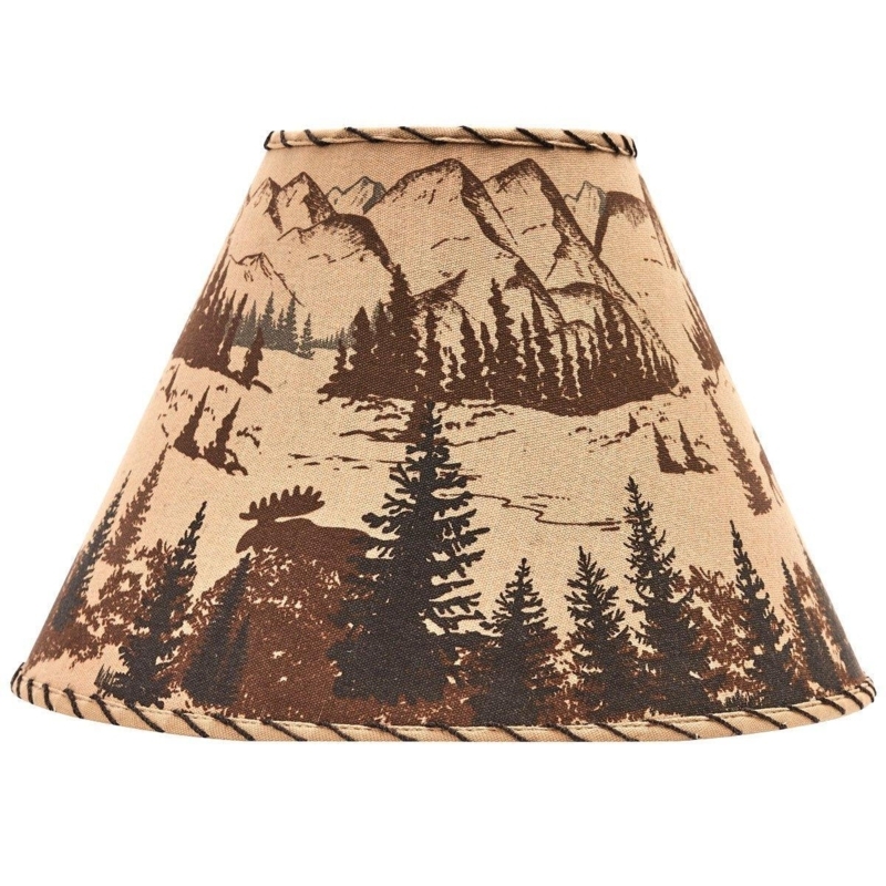 Rustic Bear Pattern Lamp Shade: Tapered Drum Silhouette