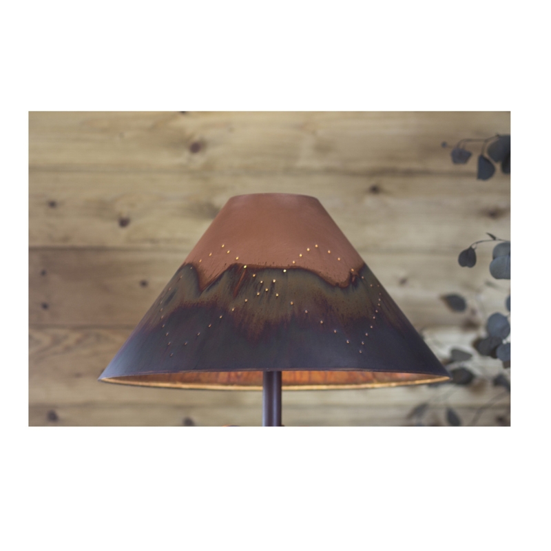 Rustic Copper Lampshade, Diamond Punched Pattern, Lodge Style