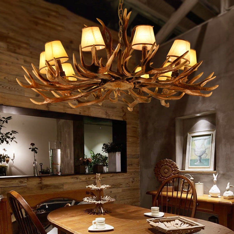 Rustic Farmhouse Two-Tier Wagon Wheel Chandelier 10-Light Wood-Look