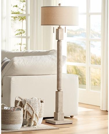 Rustic Floor Lamp Baluster Base Pickled Finish Coastal Accent