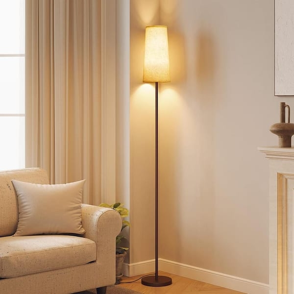 Rustic Lantern Floor Lamp Wood Toned Post Dark Metal Edison Bulb