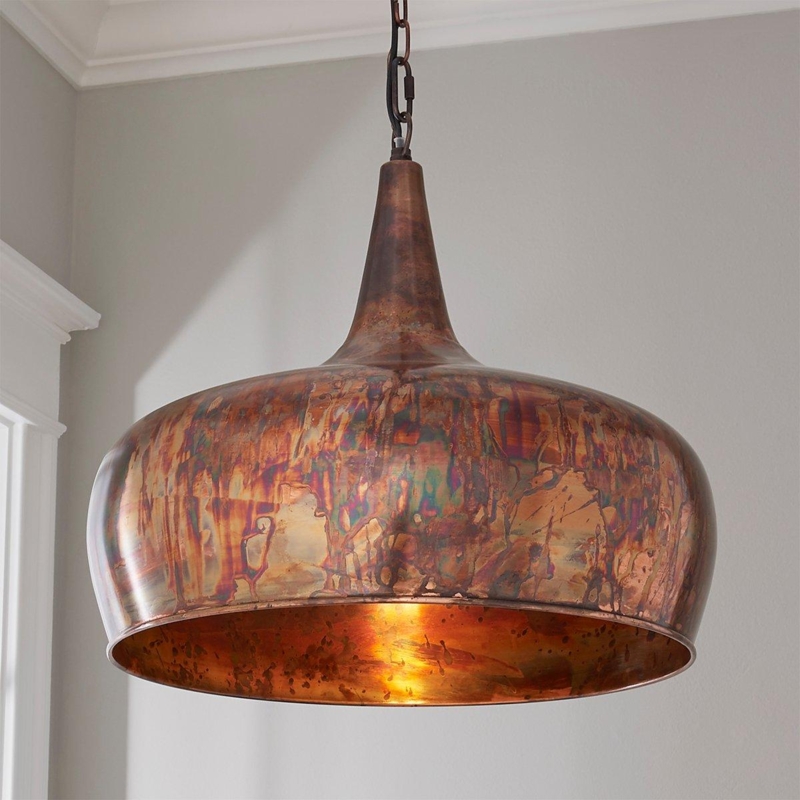 Rustic Onion Dome Pendant Light featuring Oxidized Copper Finish
