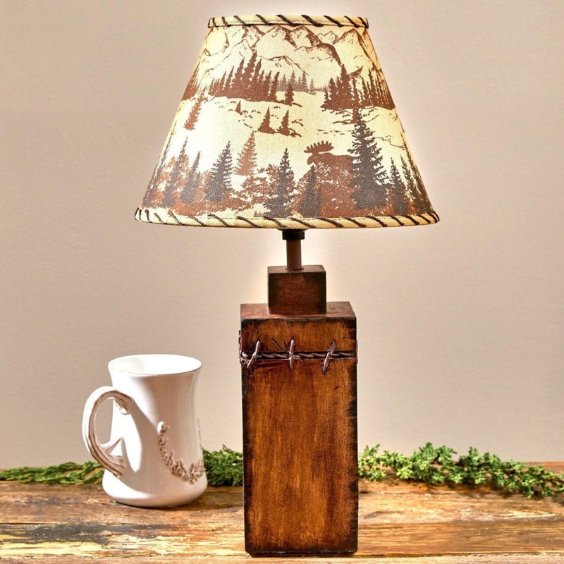 Rustic Pine Cone Lamp Shade with Western Whip-Stitched Trim