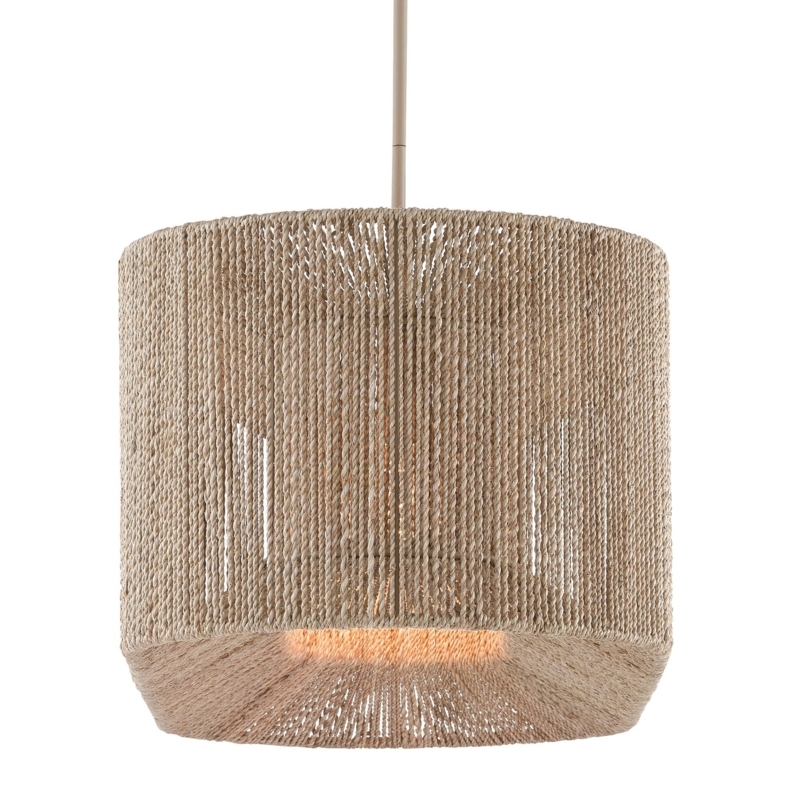 Rustic Round Chandelier with Natural Rope Wrapped Frame
