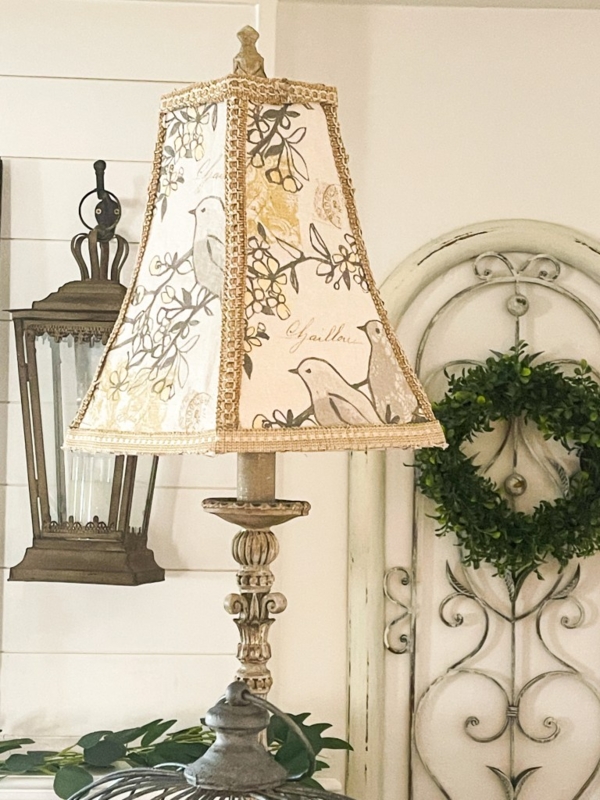 Rustic Table Lamp Whitewashed Turned Base Neutral Linen Empire Shade