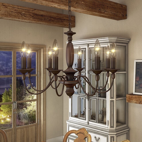 Rustic Transitional Two-Tiered Silhouette Chandelier Open Metal Rings