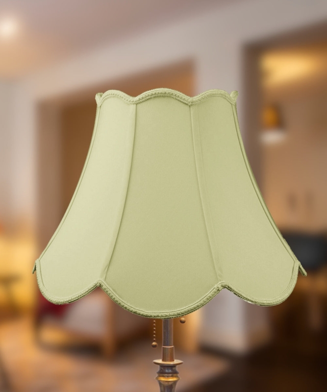 Scalloped Bell Lamp Shade, Piping Detail, Hardback Frame, Matte Finish