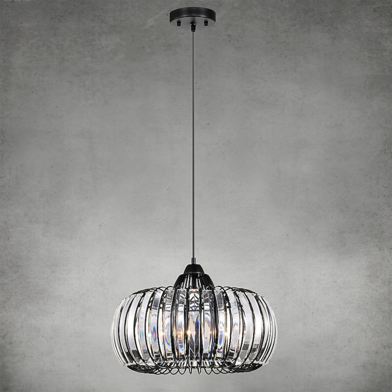 Scalloped Shell Pendant Fixture: Matte Black Tiered Coastal Light