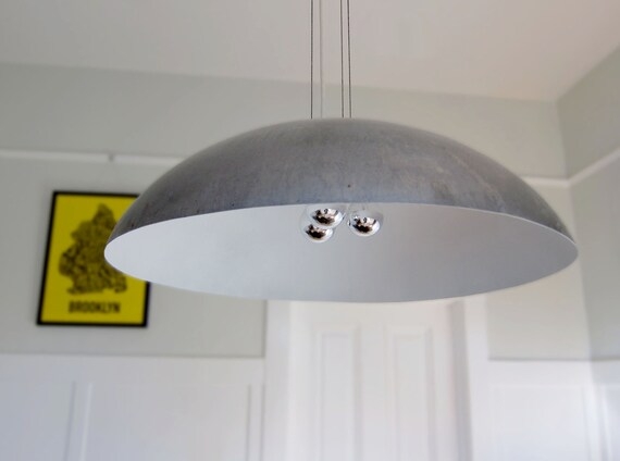 Scandinavian Pendant Light Oversized Dome Matte White Thin Cable