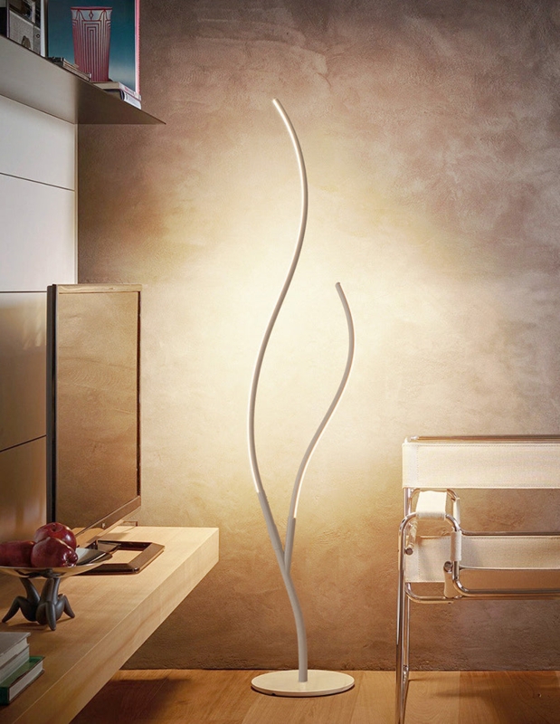 Sculptural Black Metal Lamp Matte Double Arched Arms Ambient Glow