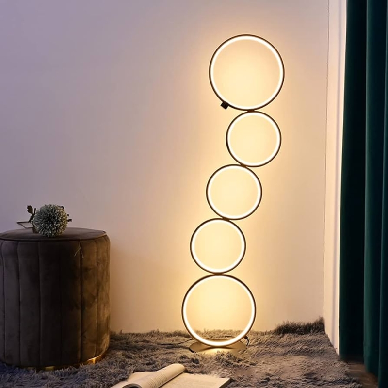 Sculptural Floor Lamp featuring Unique LED Ring Infinite Loop Design