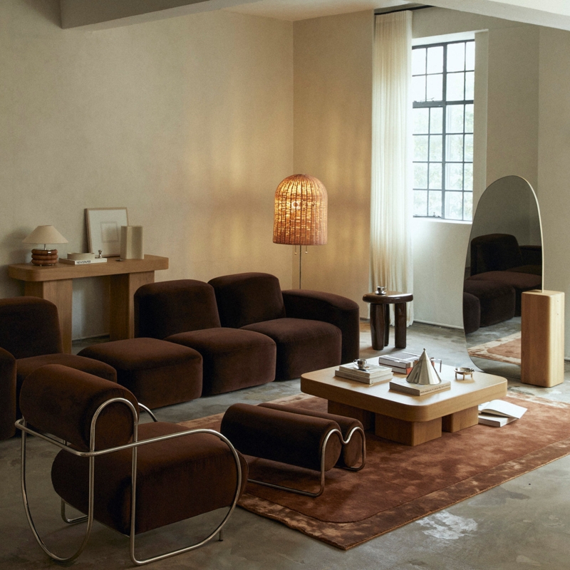 Sculptural Floor Lamp Rattan Dome, Modern Living Room Lighting Ideas