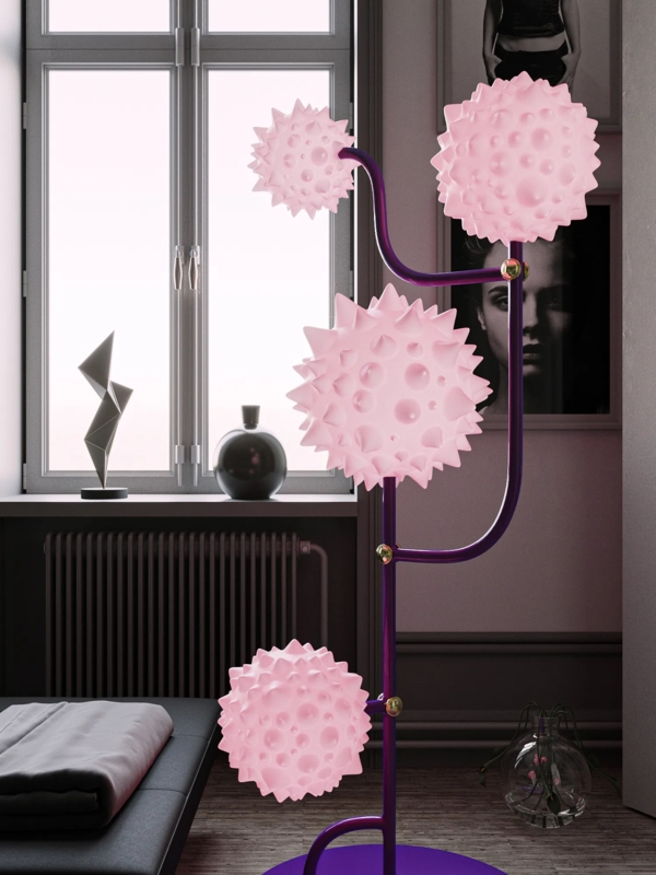 Sculptural Floor Lamp Spiky Texture Organic Shape Dusty Tone Modern