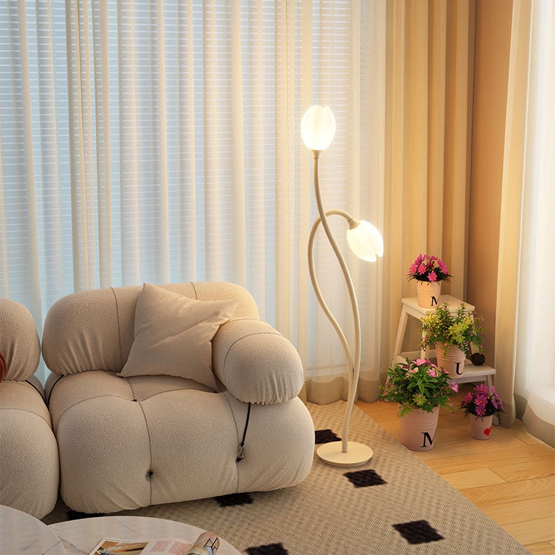 Sculptural Tulip Floor Lamp Organic Modern Living Room Lighting