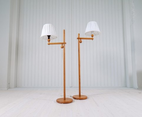 Sculptural Wooden Spindle Floor Lamps with Internal Glow