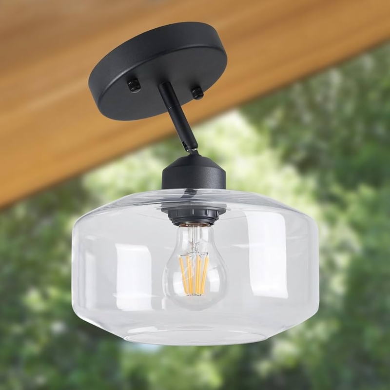 Semi Flush Mount Light Matte Black Adjustable Swivel