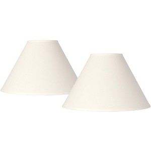 Set of 2 Empire Lamp Shades, Crisp White Linen, Rolled Edges, Tapered