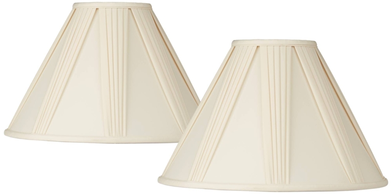 Set of 2 Empire Lamp Shades, Ivory French Drape Pleating, Classic Style