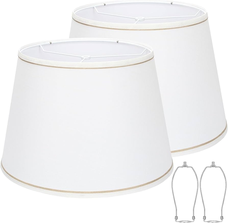 Set of 2 Natural Linen Tapered Drum Lamp Shades