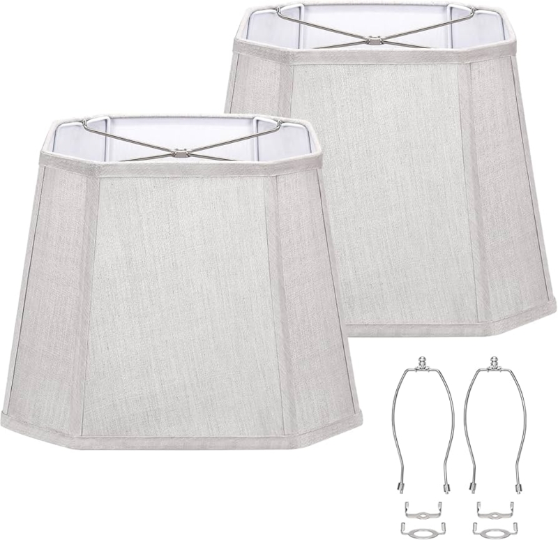 Set of 2 Rectangular Lamp Shades with Cut Corner Silhouette